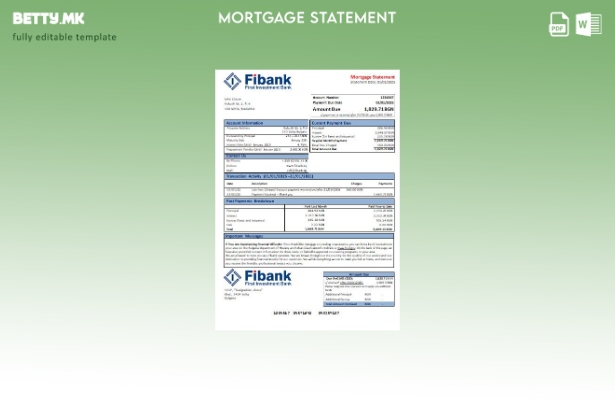 Модерен стил Бугарија Шаблон за извод за хипотека на банка Фибанк